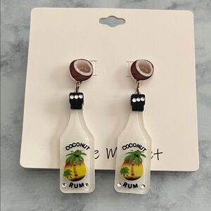 Tropical Coconut Rum Bottle Earrings